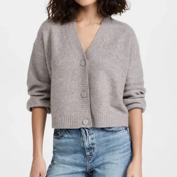 Club Monaco Boiled Cashmere Cardigan Sweater Button Down V-Neck Gray Size XS - Picture 10 of 11